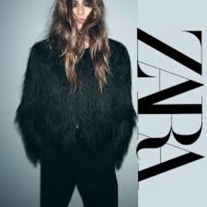 Zara Elegant Black Faux Fur Coat